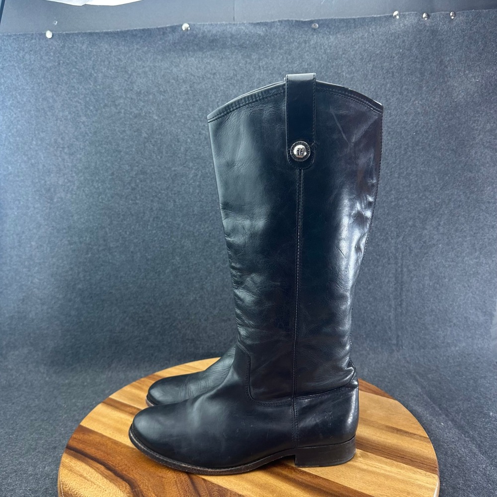 Frye Melissa Button 2 Equestrian-Inspired Tall Women's 8.5B Leather Boots-Black - Picture 6 of 10